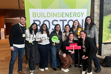 Jose Velazquez and a NUSBO group at a Boston building energy conference