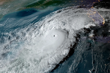 atmospheric view of a hurricane 
